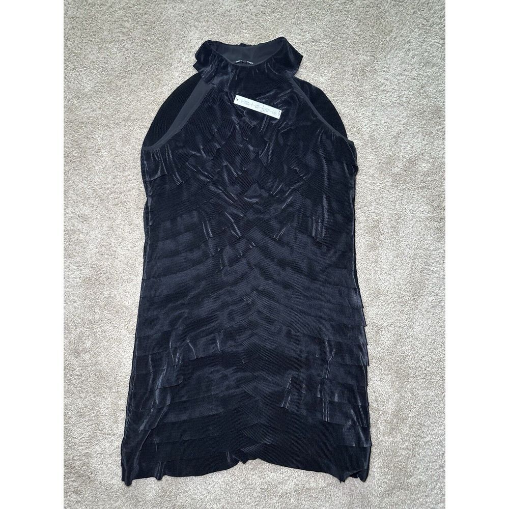 Womens Samuel Dong Black Mock Neck Sleeveless Back Zipped Dress Size XL